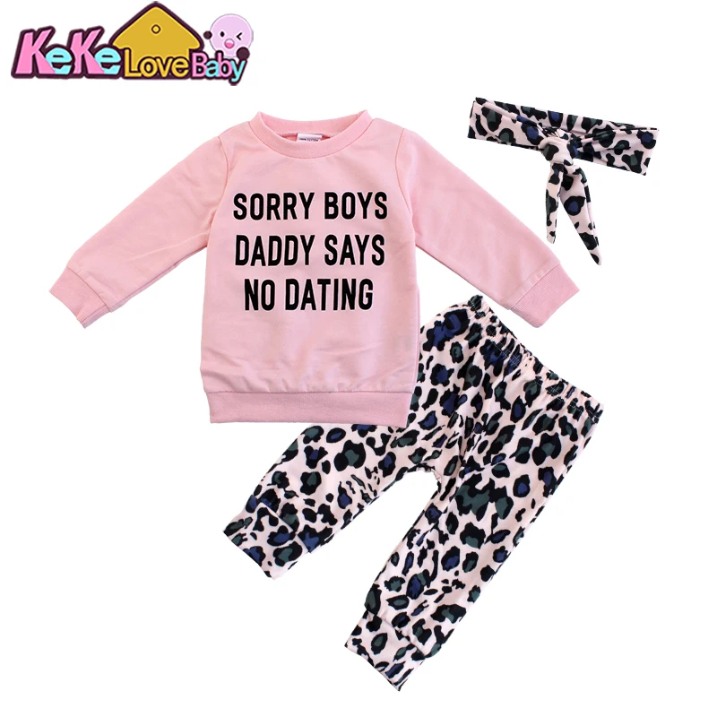 Outfit Clothing Print-Pants Letter-Printed Leopard Newborn Baby-Girl Infant Fashion Pink
