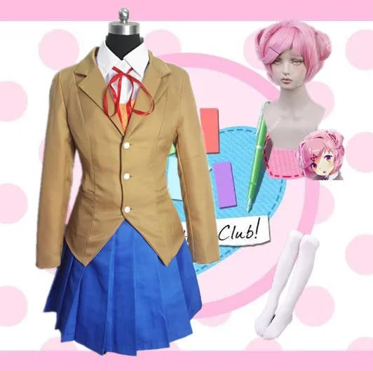 package D Doki Monika для костюмированной вечеринки, школьная форма, игровой костюм для девочек, Sayori Yuri Natsuki - Цвет: package D