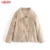 Tangada Women brown fur faux leather jacket coat oversize buttons 2020 Winter Female pu turn down collar jacket overcoat QN30