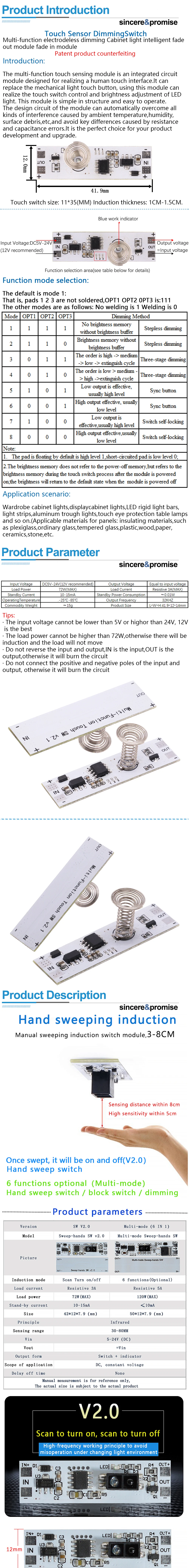 Kurzstrecken-Scan-Sensor Sweep Hand Sensor Schalter Modul 36w 3a konstante Spannung für Auto Smart Home kompatible XK-GK-4010A – Detail 3