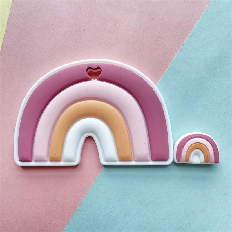 1PCS Silicone Rainbow Teether Bead BPA-Free Baby Accessories Beads Kids Teeth Nursing DIY Food Grade Infant Nursing Teether Toy 5