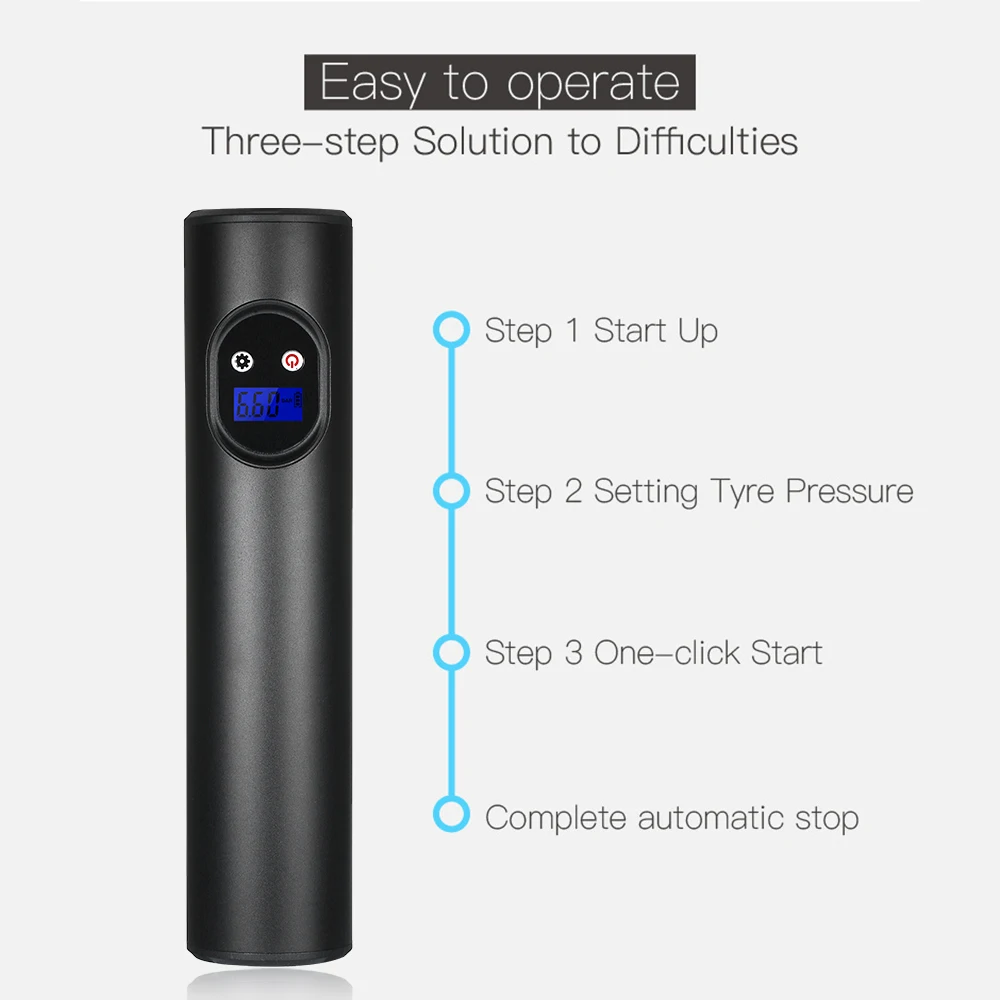 

Hot New Portable Digital Cordless 2000mAh 12V AC DC Electric Tire Air Pump Mini Air Compressor Inflator with LED Light