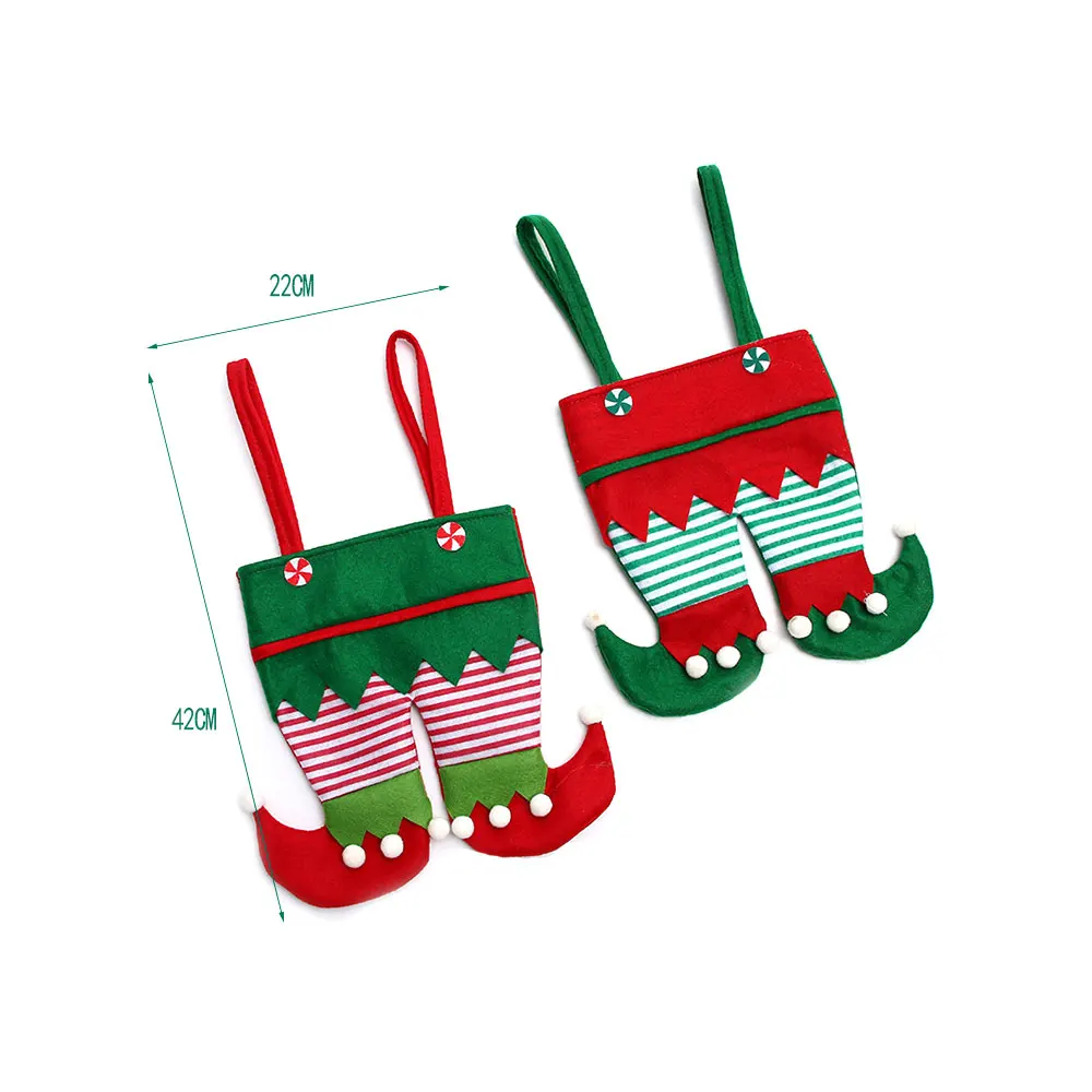 New Christmas Elf Candy Bags Santa Elf Spirit Pants Treat Pocket Decor Gift Candy Bottle Holiday Party Gifts Christmas Bags