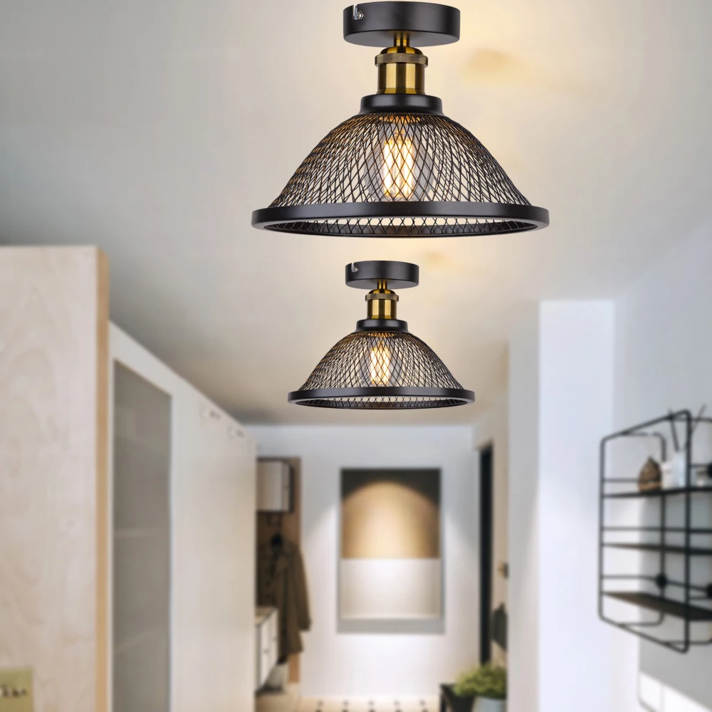 Led Ceiling Light Ceiling Light Industrial Led Lamp Modern Led Ceiling Lights Vintage industrial Ceiling lamp Shade Retro Loft Plafonniers for Living Room Kitchen Cage Home E27