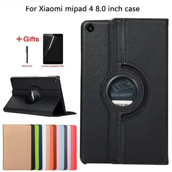 

360 Degree Rotating Stand PU Leather Case For Xiaomi Mi Pad 4 Magnet Smart Sleep Cover For Xiaomi MiPad 4 Pad4 Case+Film+Pen