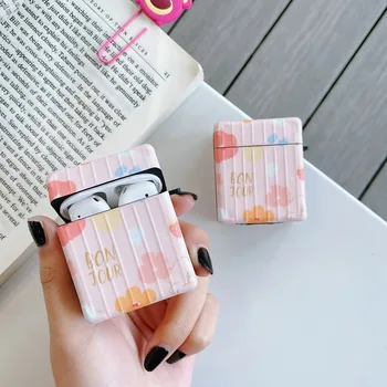 

Cute pink Flower Cases For Airpods Cover Fashion stripe Headphones Case Box For airpod 2 1 Cartoon Silicone Earphone Capa