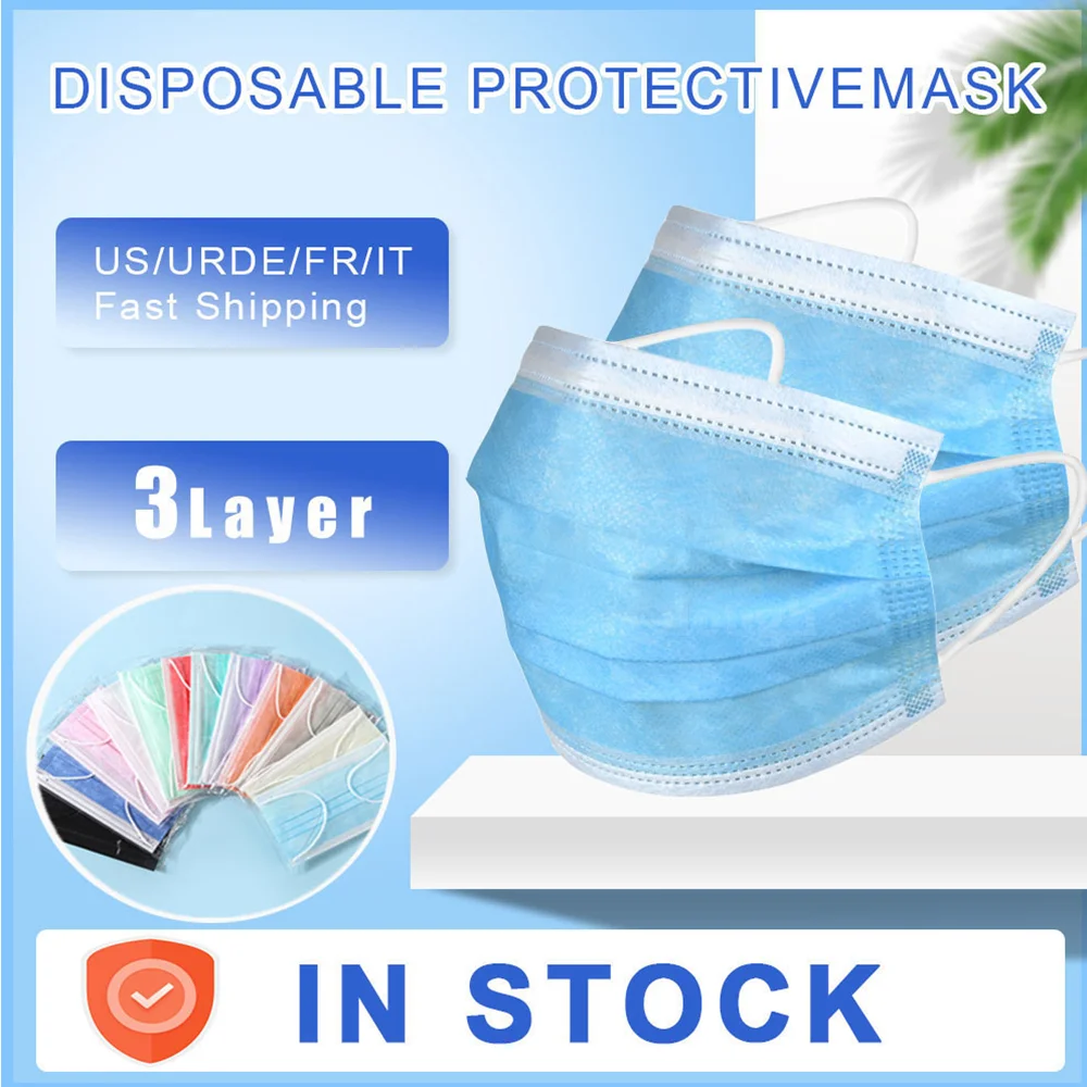 10 Colores Mascarillas Negras 3 Ply Face Masks Adult Non-woven Protective Disposable Mask Masque Rose Mascara Descartavel | Безопасность