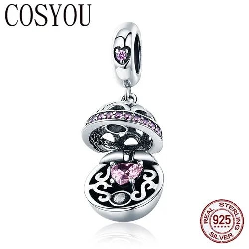 

COSYOU Authentic 925 Sterling Silver Love Gift Box Dangle Ball Charm Pendant fit Women Charm Bracelet & Necklaces Jewelry SCC689