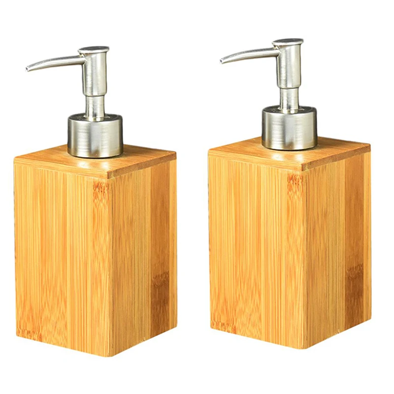 

Liquid Soap Dispenser, Bamboo Wooden Household Bathroom Restaurant Hotel Bathroom Lotion Liquid Refillable Hand Sanitizer Bottle