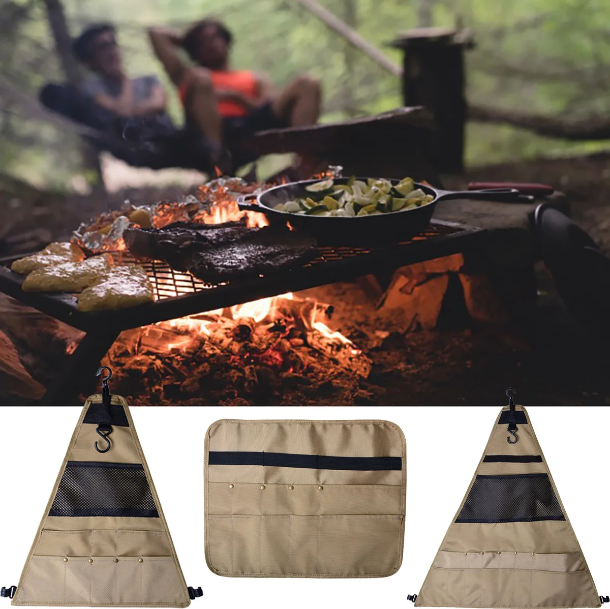 

Portable Kitchenware Storage Bag Outdoor Picnic Tools Barbecue Seasoning Finishing Collection 900d Double-Layer Oxford Decoratio