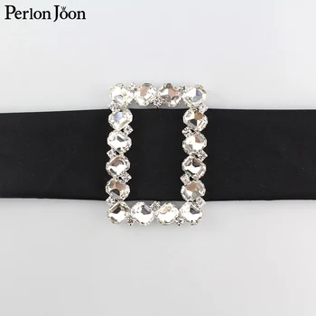 

2pcs 6.3cm(inner 4cm) rectangle rhinestone ribbon Slider silver crystal belt buckel on dress clothing bag accessories KT013