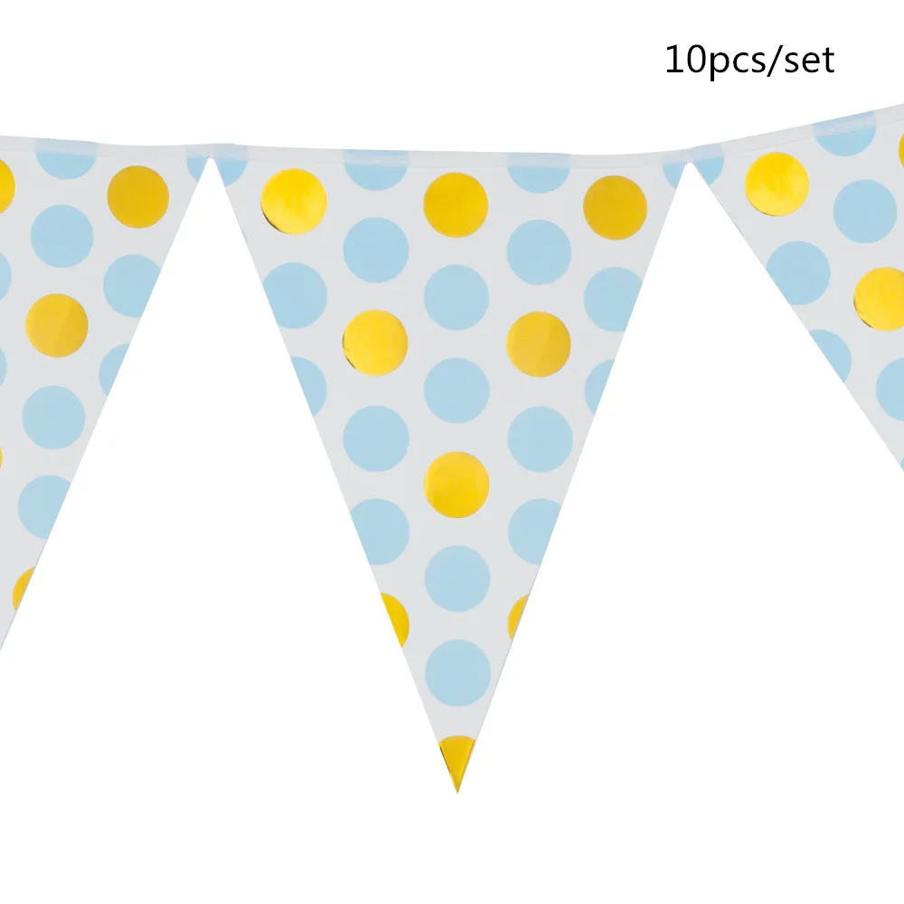Flag 10pcs 10 шт. золотой розовый горошек бумажная тарелка День Рождения Декор одноразовая посуда бумажная салфетка под тарелку кружку дети ребенок душ вечерние принадлежности - Цвет: Flag 10pcs