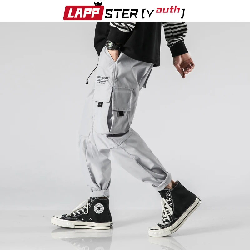 LAPPSTER-Youth японские уличные брюки карго комбинезоны мужские хип-хоп Черные спортивные штаны корейская мода шаровары для бега