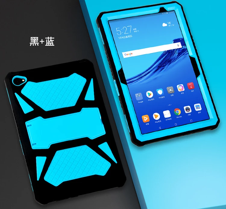 black blue ПК и силикона с откидной крышкой для M5 Lite 10 BAH2-W19 BAH2-L09 BAH2-W09 10," сверхпрочный бронированный чехол для huawei MediaPad M5 Lite 10+ защитная пленка - Цвет: black blue