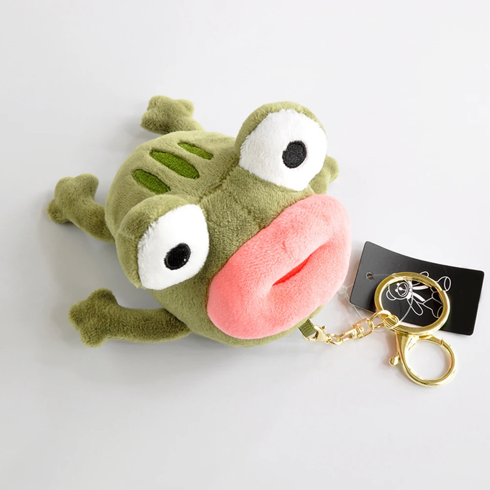 Забавный большой рот лягушка плюшевые куклы висячая сумка кулон брелок колцо для ключей держатель