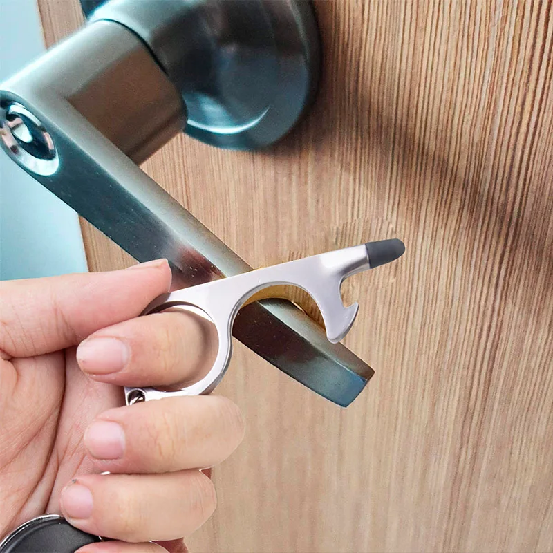 EASYANT Hand Sanitizer Leather Bottle Portable Set Flip Cap Personal Care with Touch Free Door Opener Key Ring