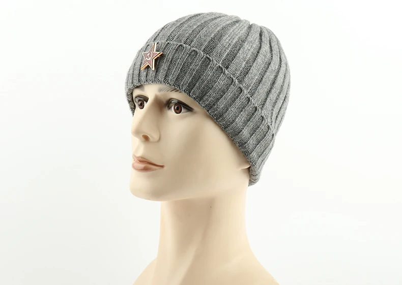 CAMOLAND Beanies, вязаная зимняя шапка, модная пентаграмма, советские значки, шапки для мужчин и женщин, уличная флисовая шляпка, Лыжные шапки