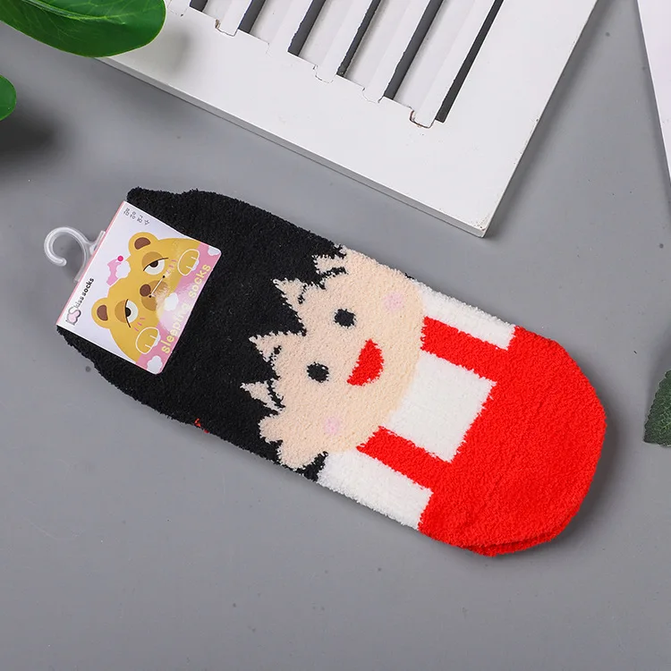 2 Chi Bi Maruko коралловый флис Crew Socks женские теплые Забавные милые Kawaii Art Happy Socks мультяшная уличная одежда с мотивами из аниме Модные Повседневные Удобные - Color: 2