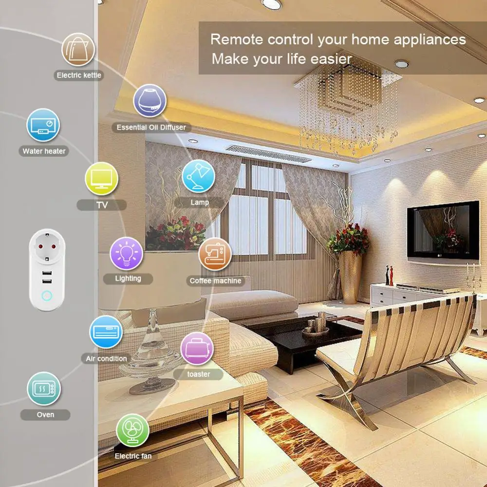 ЕС Smart Plug умная розетка Wi Fi с пульт дистанционного управления USB приложение