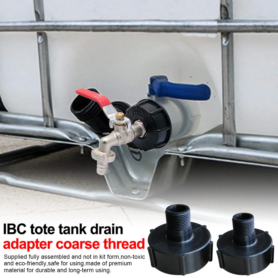 

IBC Tote Tank Drain Cover Extension Spout Hose Nozzle Tap Cap Valve Female Thread 1/2" 3/4"
