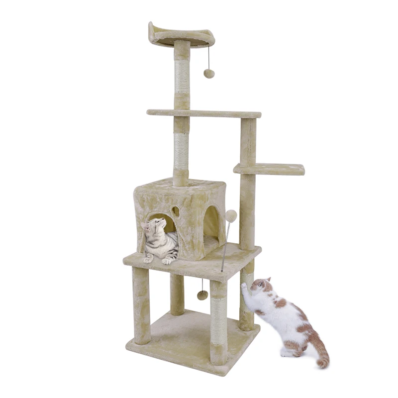 Домашняя Кошка прыгающая игрушка с лестницей Когтеточка дерево для скалолазания кошки рама Мебель когтеточка - Цвет: AMT0043beige