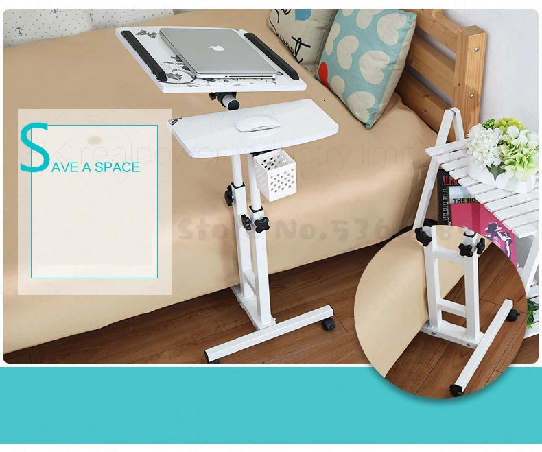 Foldable Computer Table Adjustable&Portable Laptop Desk Rotate Laptop Bed Table Can be Lifted Standing Desk With Keyboard
