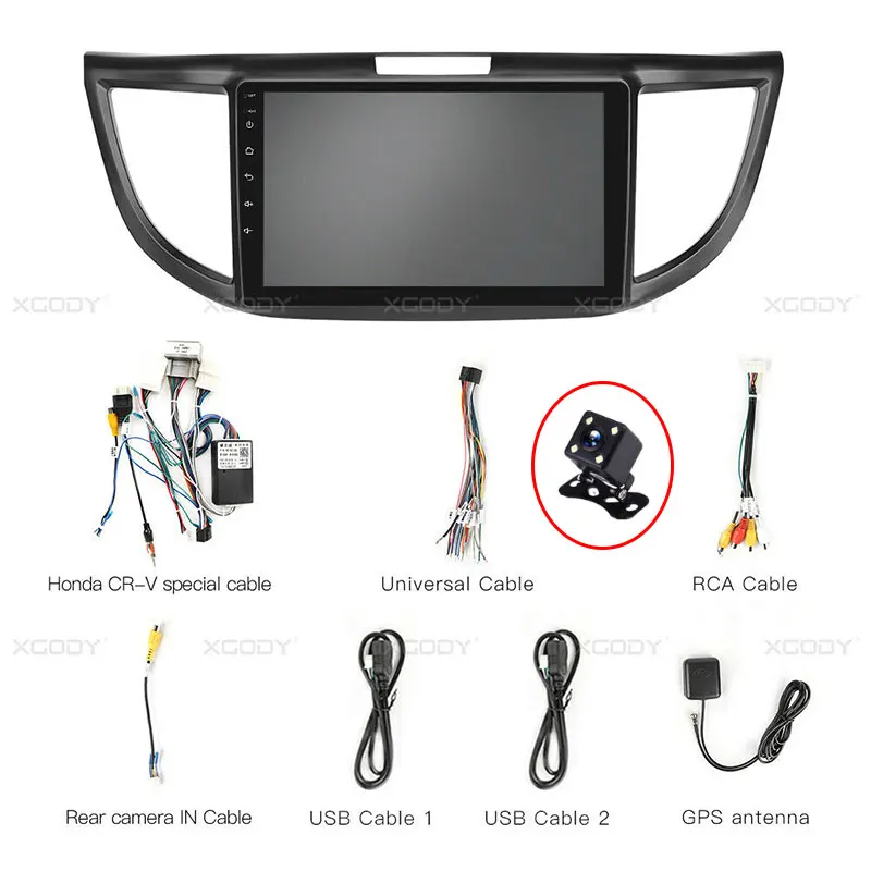Essgoo Android 8,1 авто радио wifi BT Центральный Multimidia аудио плеер навигация gps 2 Din для Honda CR-V CRV 2012- 2din - Цвет: Add 4 Led Camera