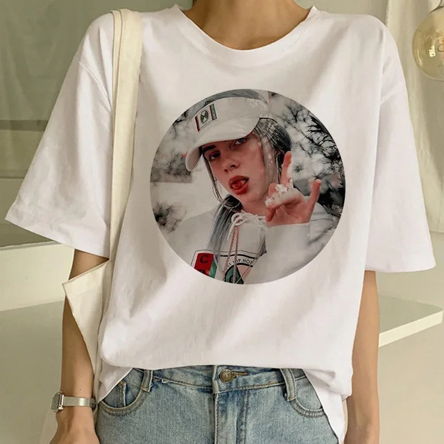Billie Eilish футболка в стиле хип-хоп забавная Футболка женская футболка топы Женская одежда уличная одежда