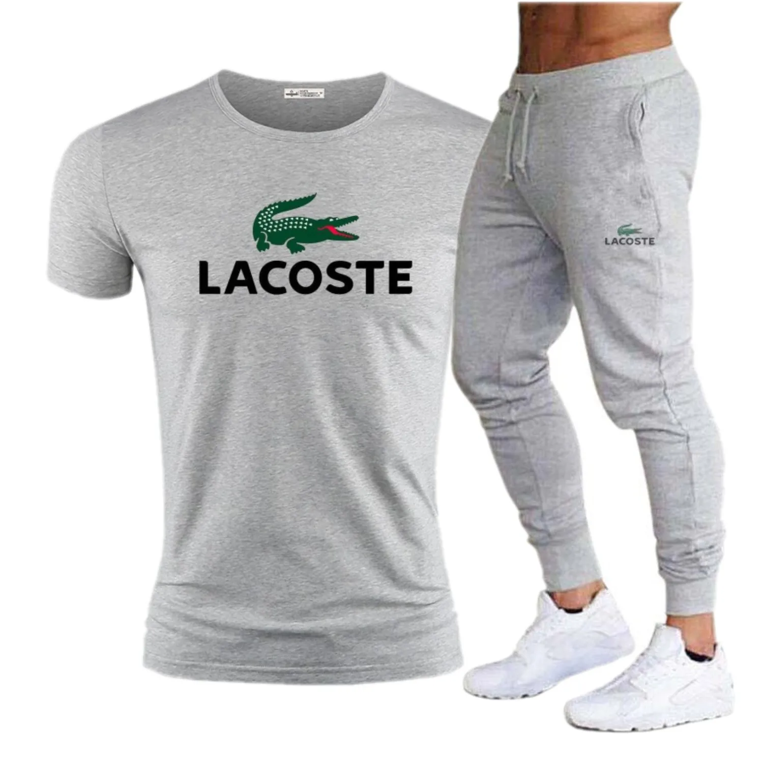 Lacoste- Casual Male Tracksuit Clothing Summer Men Set Fitness Suit Sporting Suits Short Sleeve T Shirt + pants 2 Piece Set Lacoste- Casual Male Tracksuit Clothing Summer Men Set Fitness Suit Sporting Suits Short Sleeve T Shirt + pants 2 Piece Set