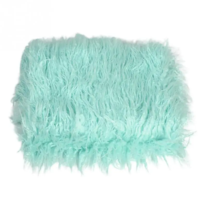 light green Многоразовый коврик из искусственного меха для новорожденных, пеленание, однотонное мягкое уличное детское одеяло, реквизит для фотосъемки, удобный фон - Color: light green