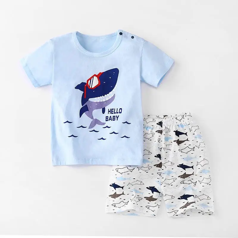 1-4 Years Old Children's Short-sleeved Cute Suit Summer Cotton Boys Girls Baby T-shirt + Shorts 2pcs Toddler Kids Outfits Trend baby clothing set long sleeve	