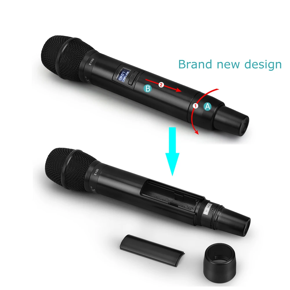 EYK E100 UHF 2 Channels Wireless Microphone System