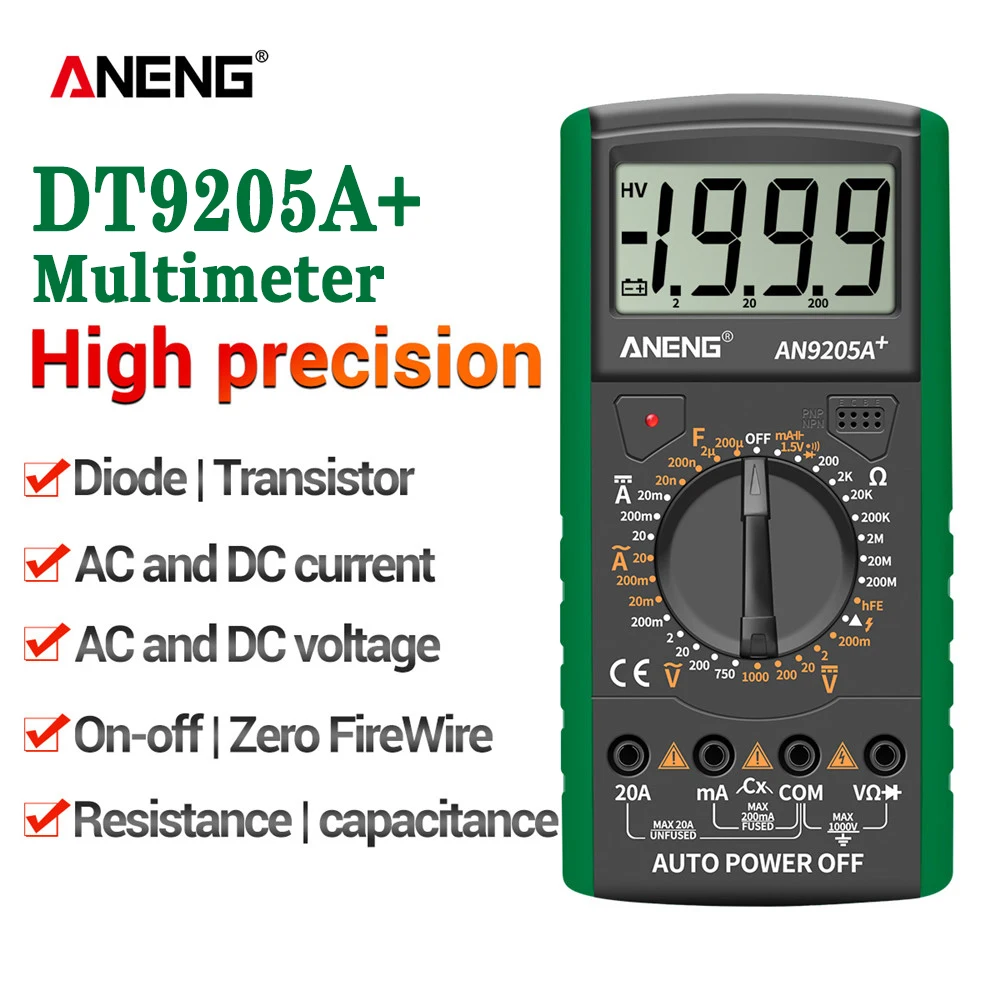 Цифровой мультиметр ANENG DT9205A + переменный/постоянный ток профессиональный