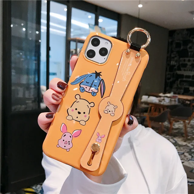 Disney Cartoon Mickey Minnie Mouse Daisy Donald Duck Wrist Strap Lanyard Phone Case For IPhone 12 Pro Max 11 7 8 Plus X XR SE XS Z04