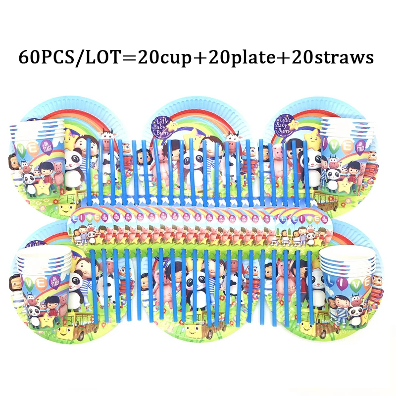 

Hot Song Little Baby Bum Theme Baby Shower Birthday Party Decoration Supplies Plates Cups Napkin Straws Disposable Tableware Set