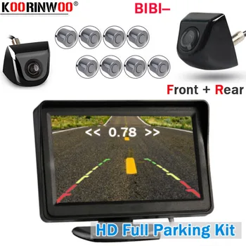 

Koorinwoo CCD For Sony Car Video parking Sensors 8 Radars Buzzer with Parking Camera Metal Body Car Rearview Monitor RCA Video