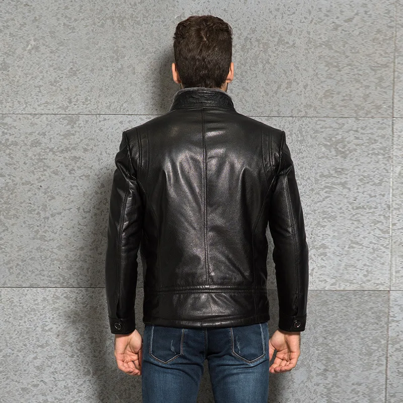 AYUSNUE New Genuine Leather Jacket Men Winter Goatskin Leather Coat Sheep Shearing Men's Leather Jackets 3367 KJ3006