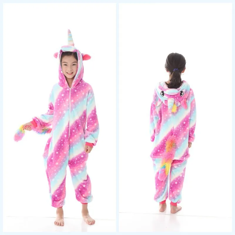 Кигуруми unicorn пижама детская пижама кигуруми для детей kigurumi Зимняя детская одежда для сна для мальчиков и девочек от 4 до 12 лет изображением животных,рождественские пижамы кигуруми комбинезон единорог, пижамы к - Цвет: 20