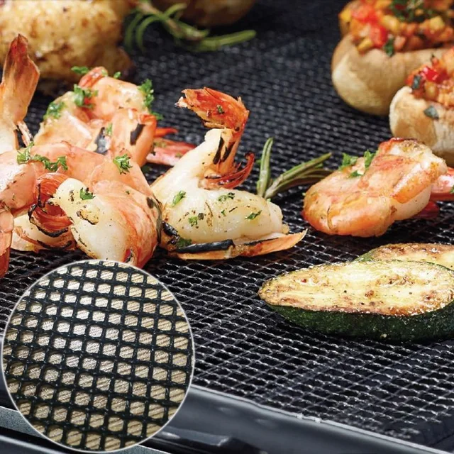 Teenra 1Db Grill Grillező Szőnyegek Rács Alakja Bbq Szőnyeg Újrafelhasználható Hőállóság Háló Kültéri Kempinghez - Image 6
