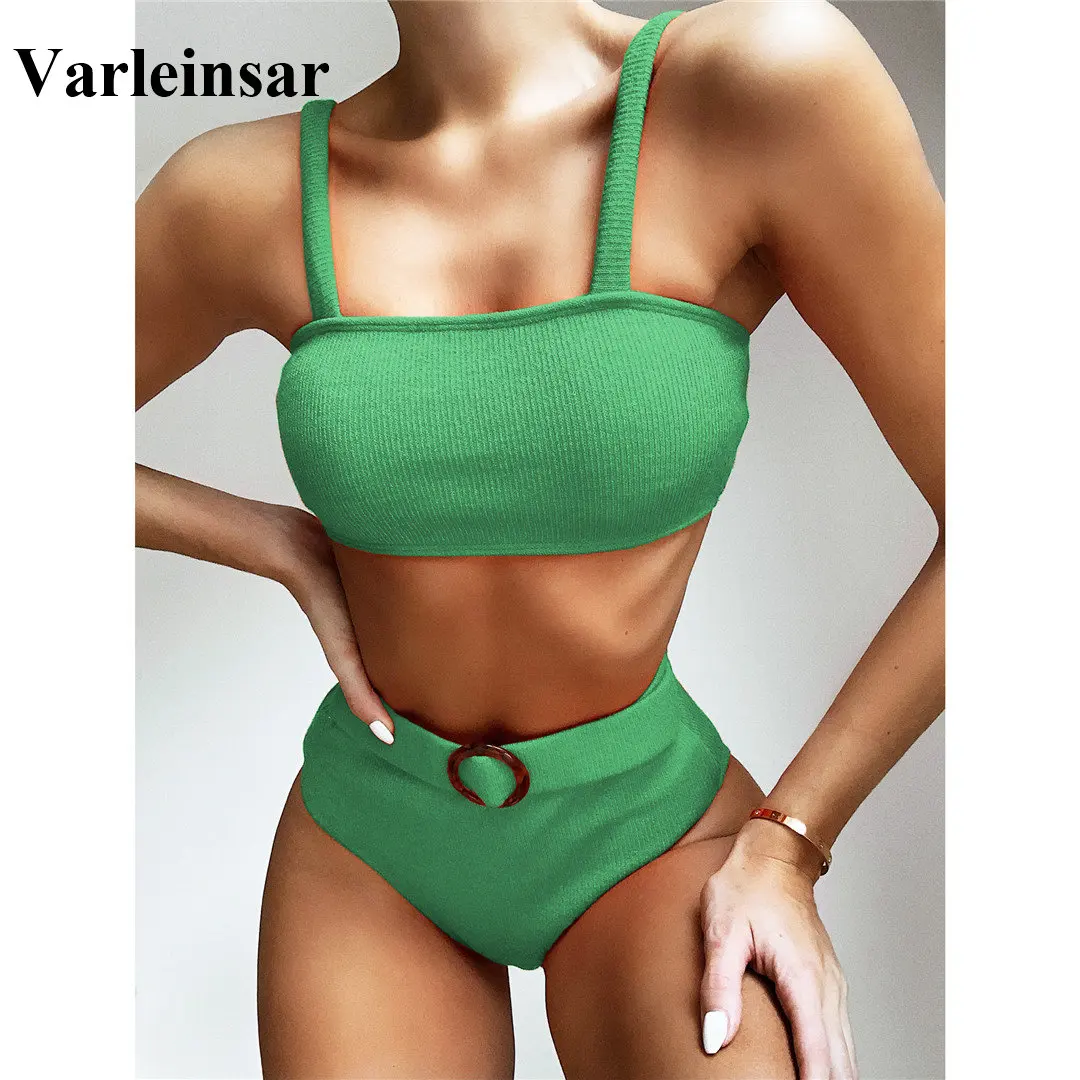 Купальник-бикини с высокой талией женский купальник из двух предметов 2 цвета V1890G