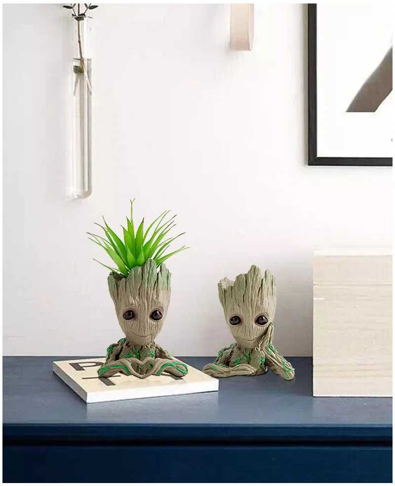 Strongwell Baby Groot цветочный горшок плетеная корзина-горшок для цветов фигурки дерево человек Милая модель ручка-игрушка горшок сад цветочный