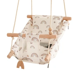 Chaise pivotante en toile pour bébé, suspendue en bois, jouet de jardin d'enfants, extérieur et intérieur, petit panier, balançoire de sécurité 
