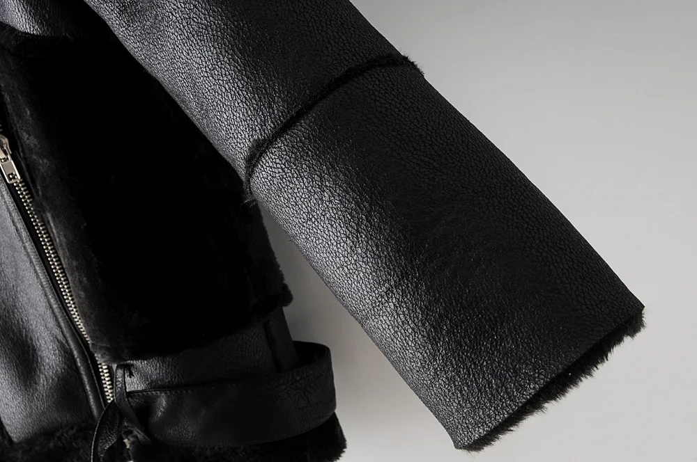Зимняя подкладка с бархатной молнией корейский пилот Женское пальто Черный Теплый Pu искусственный мех лацкан длинный рукав ремень женские куртки топы