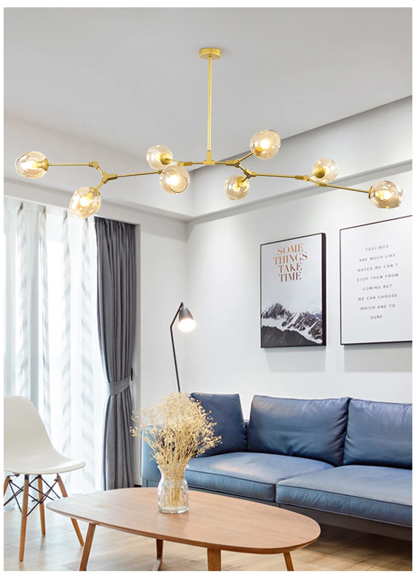 Modern Chandelier LED Living Room Villa Clothing Trend Indoor Chandelier Lighting Molecule Glass Ball Bedroom Lustres De Teto