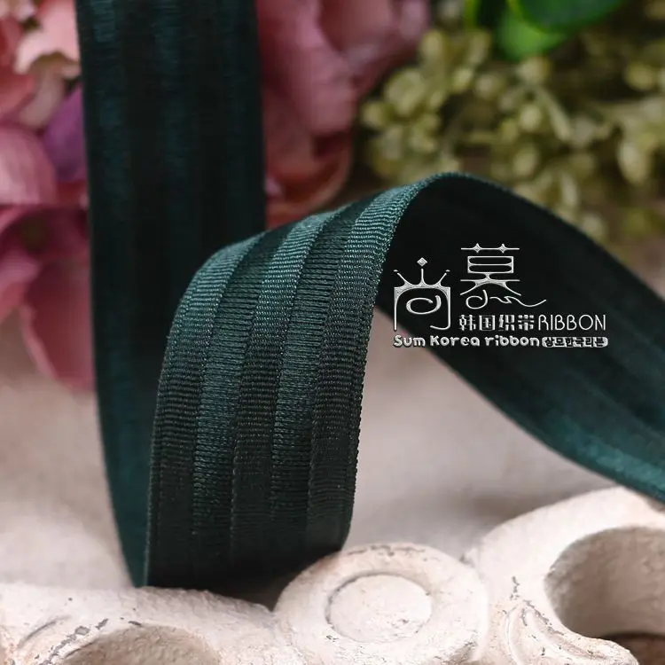100 ярдов 10 16 25 40 мм вогнуто-выпуклые полосы лента для волос луки diy аксессуары ручной работы букет для поставки упаковка лук - Цвет: Dark green