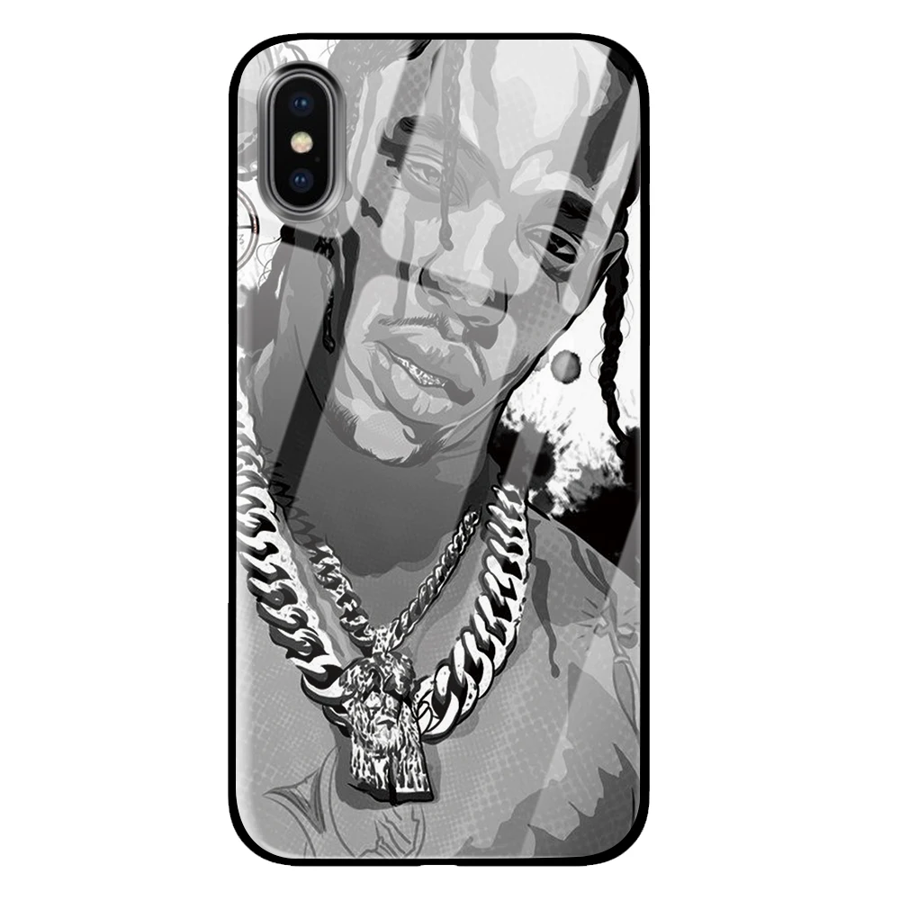 С изображением Трэвиса Скотта закаленное стекло телефонные чехлы для iPhone 5 5S SE 6 6s 7 8 Plus X XS Max XR задняя крышка - Цвет: 2