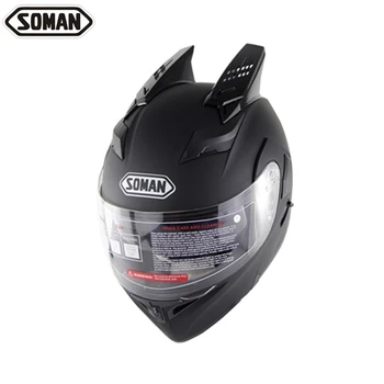 

Skyeye Full Face Retro DotHelmets Flip up Dual Visors Motorcycle Helmet+horns casco moto Motorbike For Soman SM955