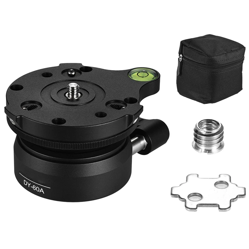 

FFYY-Dy-60A Aluminum Alloy Tripod Leveling Base Panorama Photography Ball Head with 1/4 Inch Screw Bubble Level for Canon