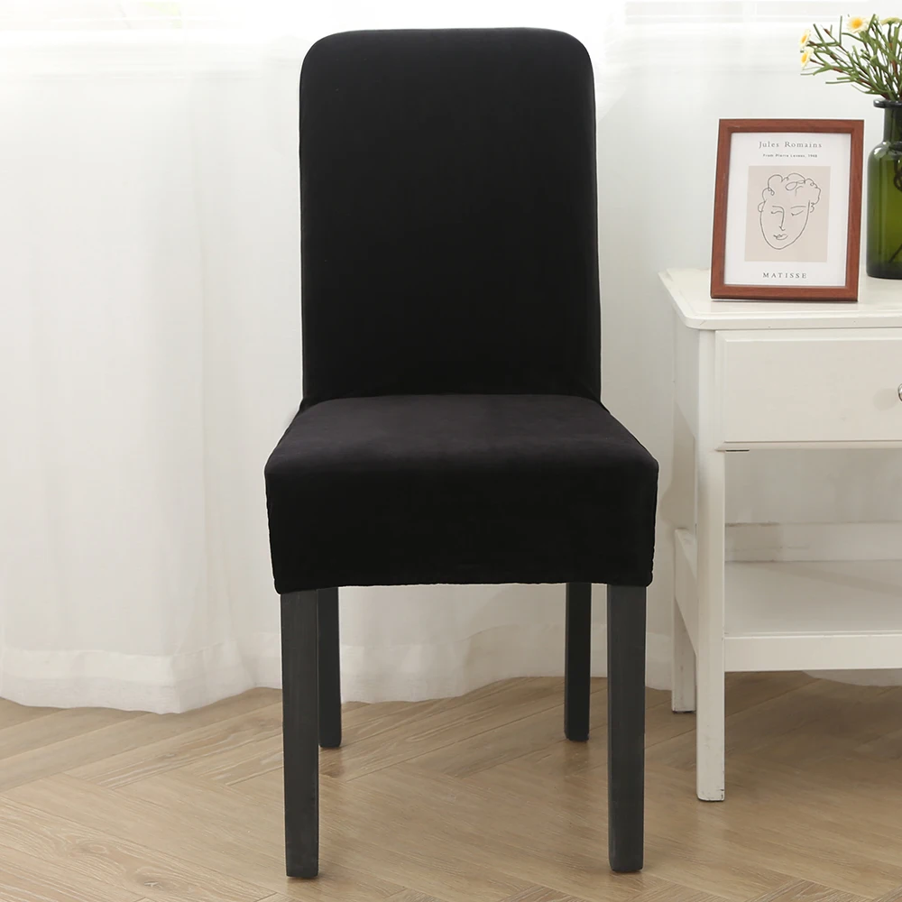 black 1/2/4/6 шт. эластичные чехлы для стульев серебро однотонные велюровые спортивные Цвет чехлы для стульев многофункциональный эластичные чехлы для стульев для дома Обеденная - Цвет: black