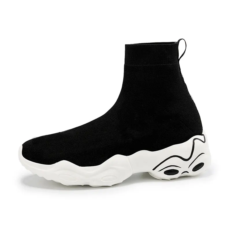 Black MWY/дышащие ботинки; женские носки; удобные мягкие кроссовки; Zapatos De Mujer; повседневная женская обувь; мужские ботильоны - Цвет: Black
